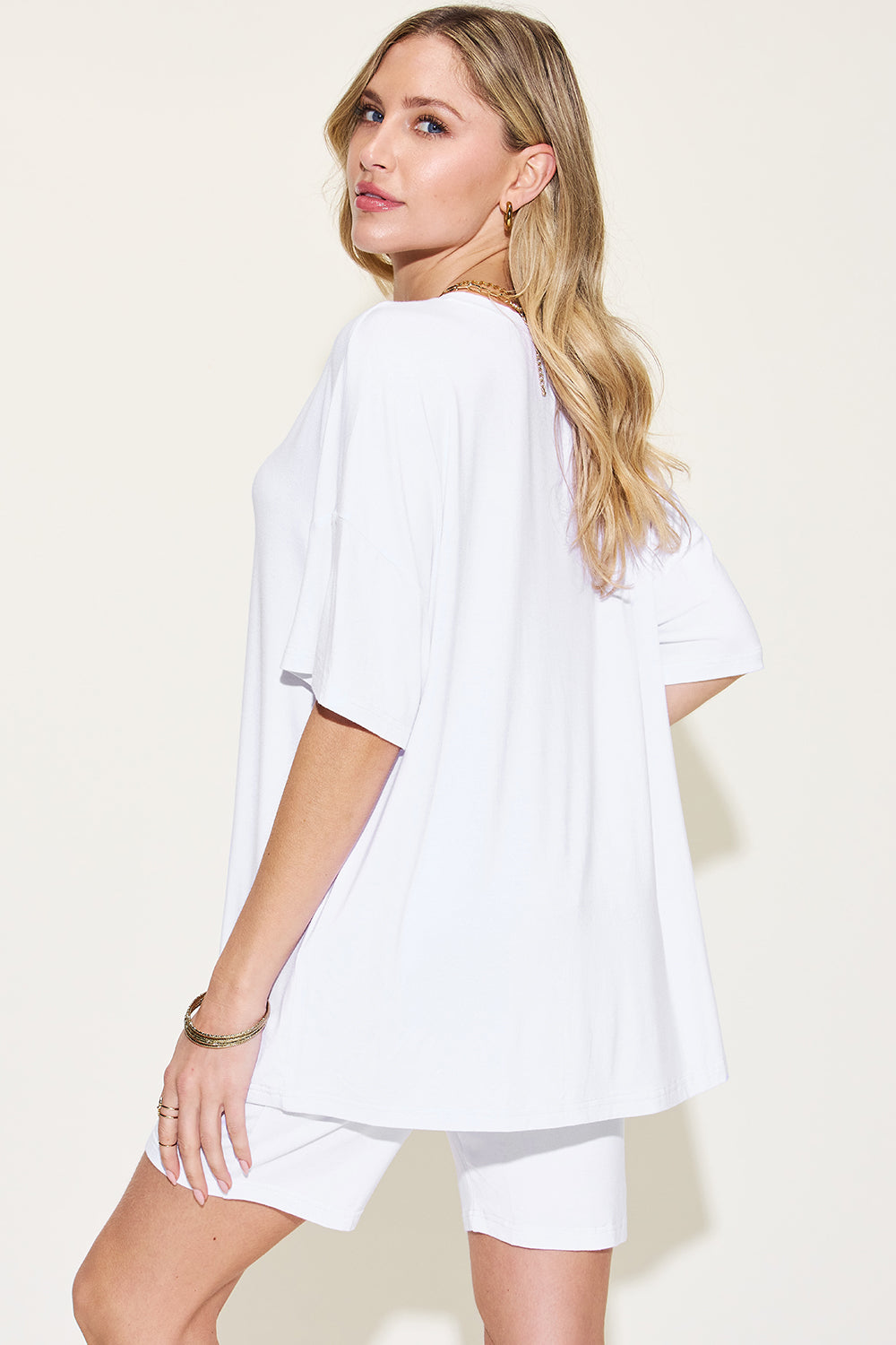 Basic Bae Full Size V-Neck Drop Shoulder T-Shirt and Shorts Set - UrbanEthereal