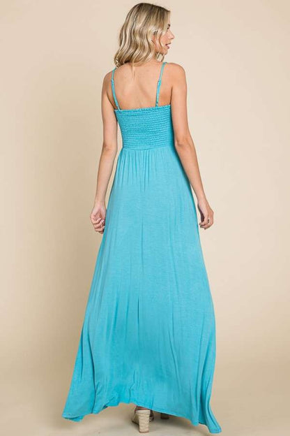 Culture Code Full Size Smocked Cami Maxi Dress with Pockets - UrbanEthereal