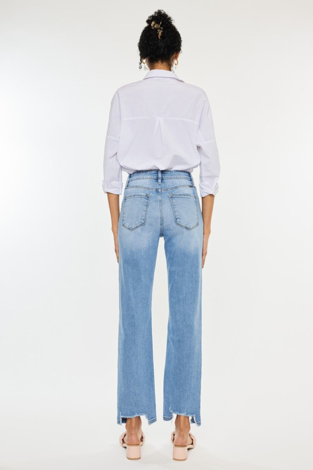 Kancan High Waist Raw Hem Straight Jeans - UrbanEthereal