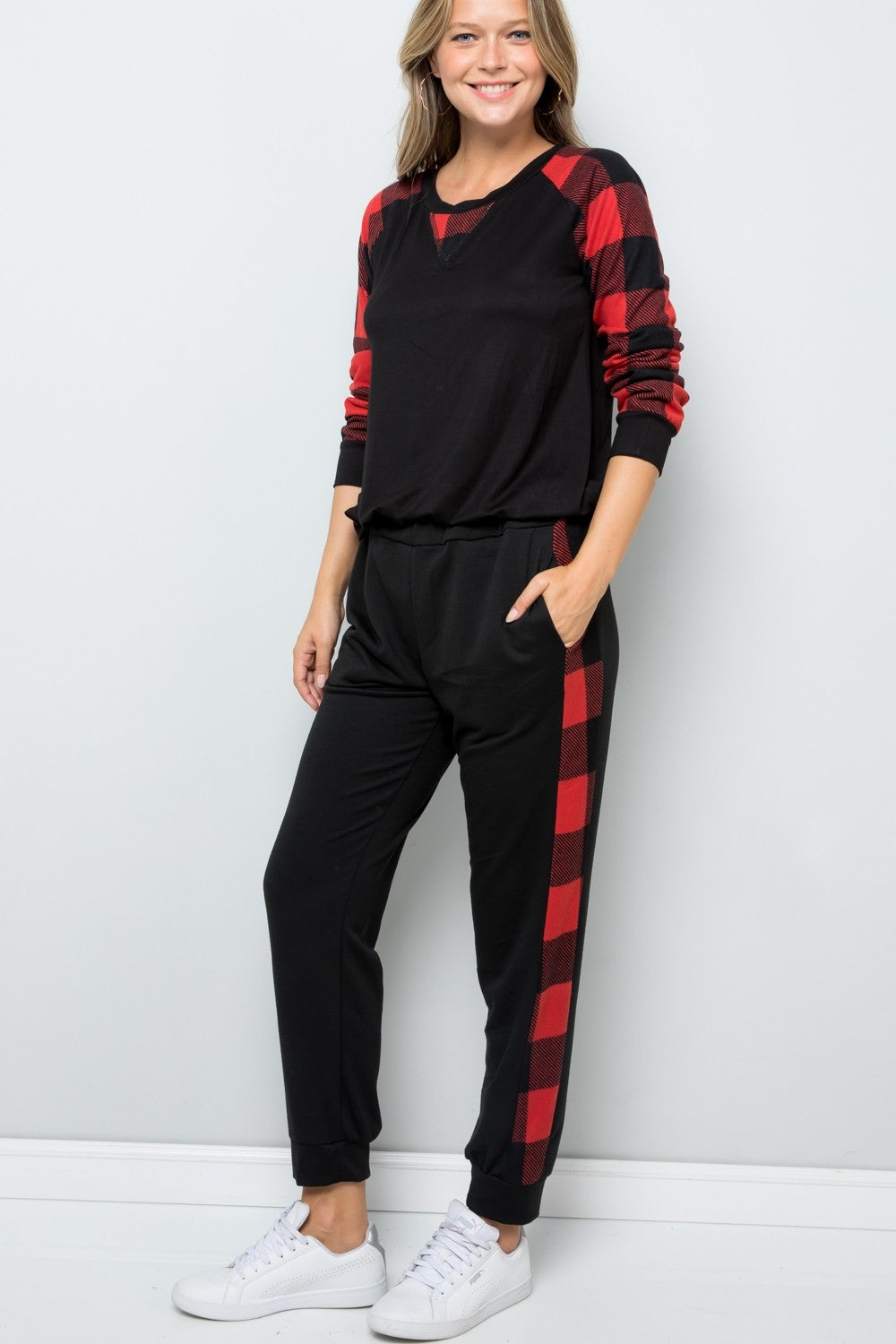 Celeste Design Full Size Plaid Side Print Sweatpants - UrbanEthereal