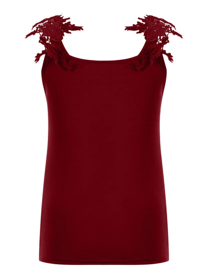 Full Size Lace Detail Scoop Neck Tank - UrbanEthereal