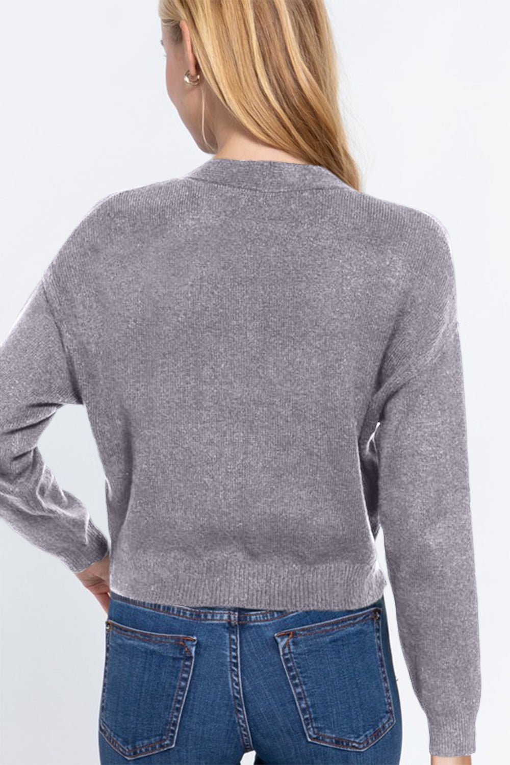ACTIVE BASIC V-Neck Button Up Long Sleeve Knit Cardigan - UrbanEthereal