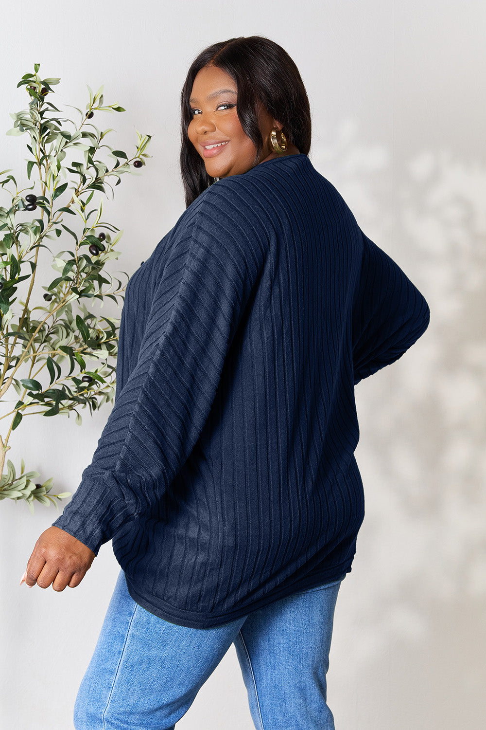 Basic Bae Full Size Ribbed Cocoon Cardigan - UrbanEthereal