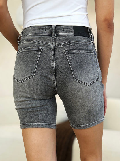 Judy Blue Full Size High Waist Washed Denim Shorts - UrbanEthereal