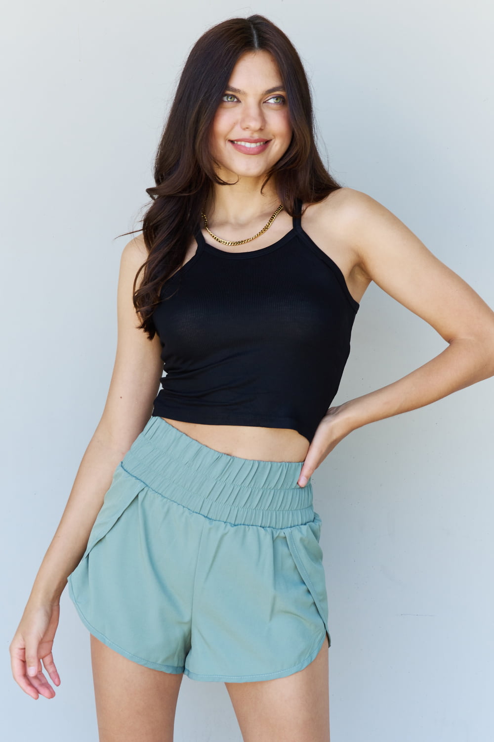 Ninexis Everyday Staple Soft Modal Short Strap Ribbed Tank Top in Black - UrbanEthereal
