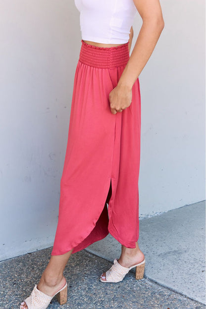 Doublju Comfort Princess Full Size High Waist Scoop Hem Maxi Skirt - UrbanEthereal