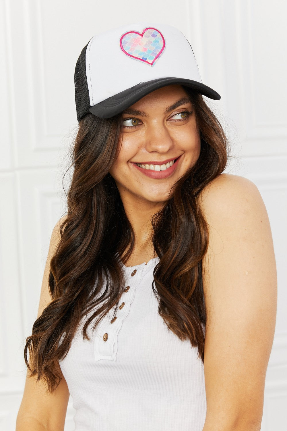 Fame Falling For You Trucker Hat in Black - UrbanEthereal