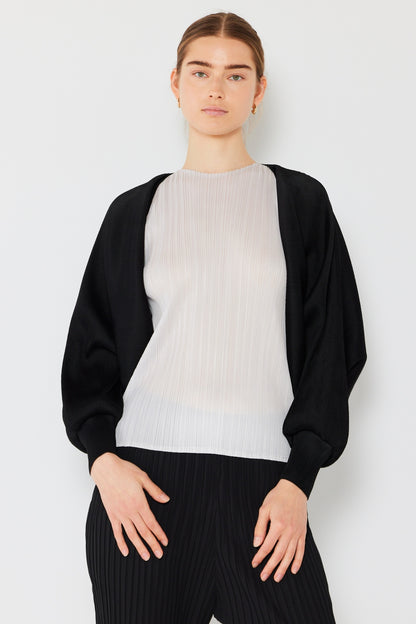 Marina West Swim Rib Pleated Puff Sleeve Bolero Cardigan - UrbanEthereal