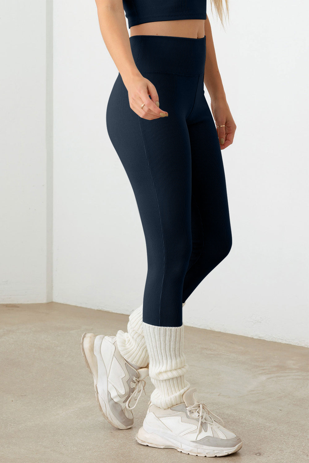 Le Lis Ribbed Crop Cami and High Waist Brushed Leggings Set - UrbanEthereal