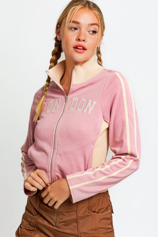 Le Lis Long Sleeve Mock Neck LONDON Embroidered Jacket - UrbanEthereal