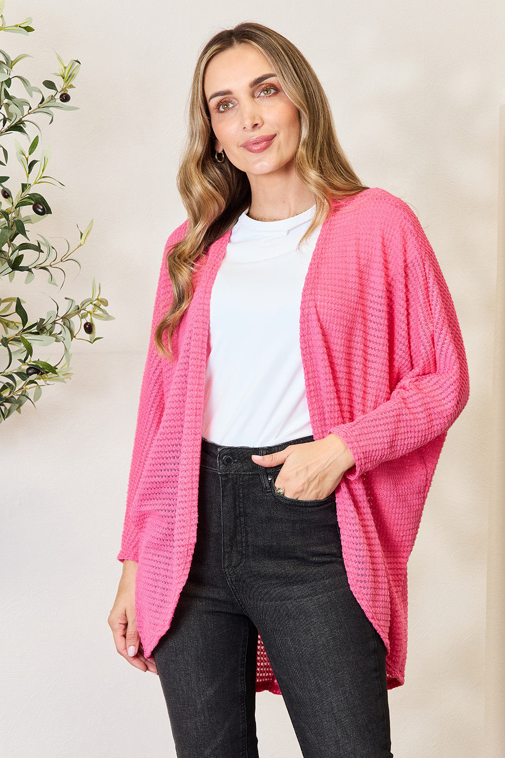 Heimish Full Size Open Front Long Sleeve Cardigan - UrbanEthereal