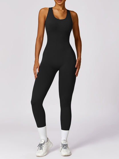 Basic Bae Sleeveless Cutout Racerback Active Jumpsuit - UrbanEthereal