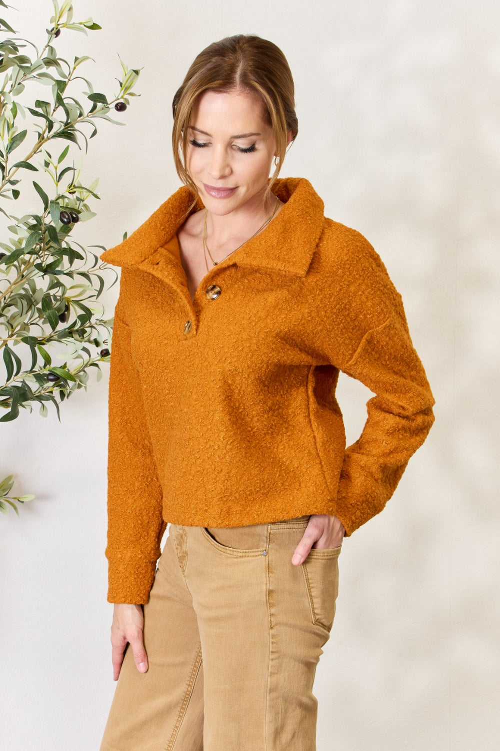Culture Code Full Size Half Button Turtleneck Sweatshirt - UrbanEthereal