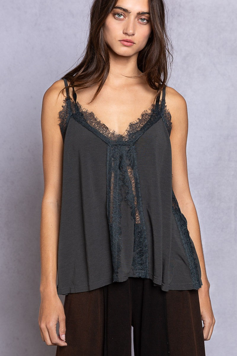 POL Lace Detail V-Neck Cami - UrbanEthereal