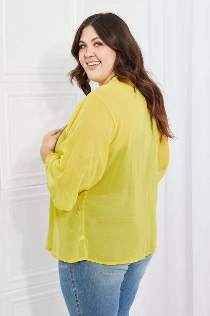 Melody Just Breathe Full Size Chiffon Kimono in Yellow - UrbanEthereal
