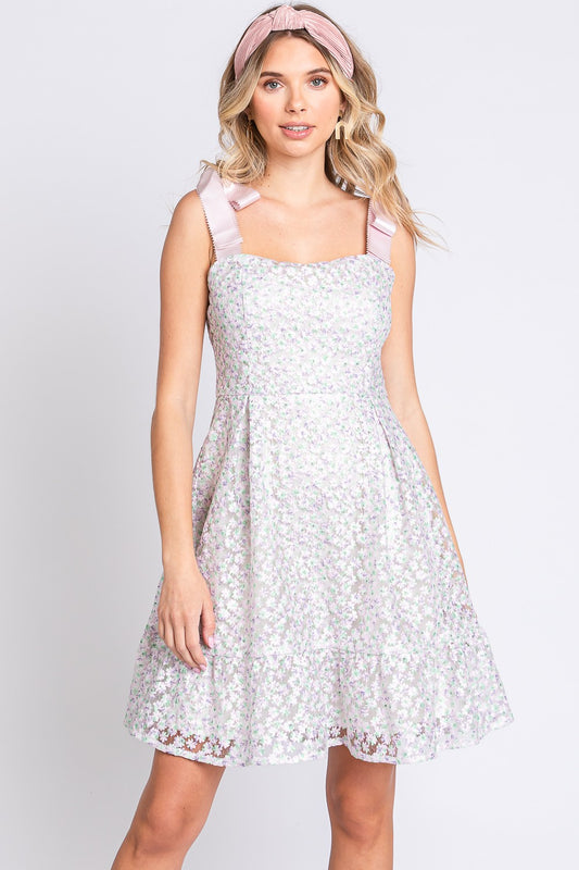 GeeGee Mesh Floral Embroidered Sleeveless Dress - UrbanEthereal