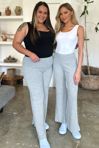 FAM-FAM Ribbed High Waist Flare Pants