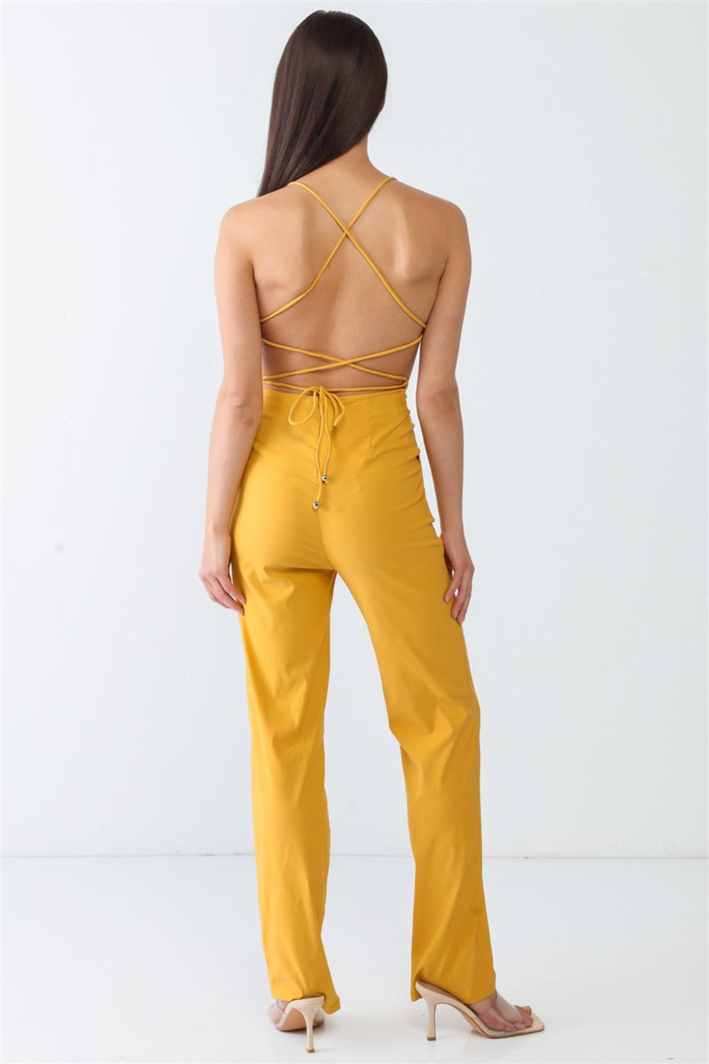 Doreli Group Backless Tied Spaghetti Strap Sleeveless Jumpsuit - UrbanEthereal