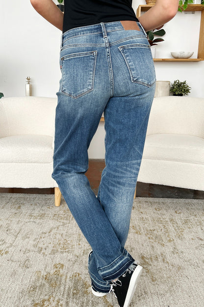 Judy Blue Full Size Mid Rise Release Hem Jeans - UrbanEthereal