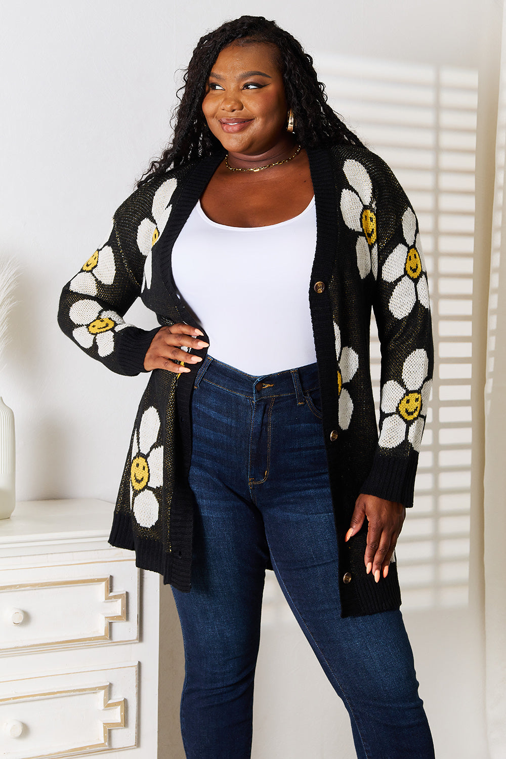 Floral Button Down Longline Cardigan - UrbanEthereal