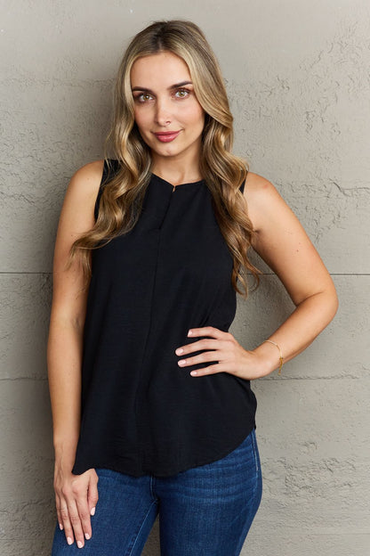 Ninexis First Glance Sleeveless Neckline Slit Top - UrbanEthereal