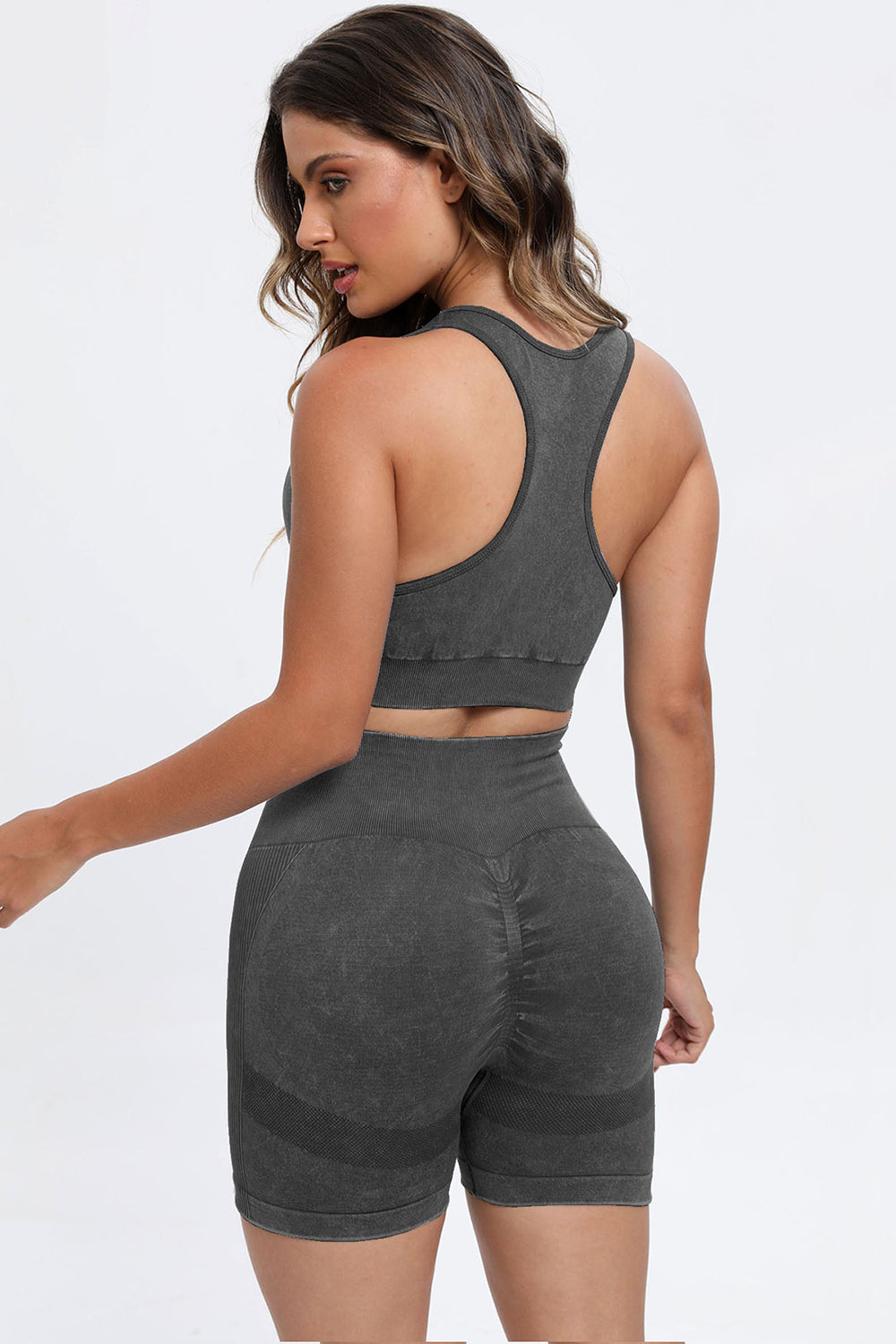 3 Piece Washed Square Neck Wide Strap Active Set - UrbanEthereal