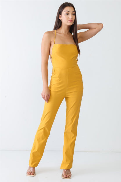 Doreli Group Backless Tied Spaghetti Strap Sleeveless Jumpsuit - UrbanEthereal