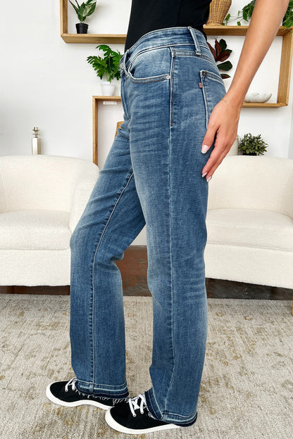 Judy Blue Full Size Mid Rise Release Hem Jeans - UrbanEthereal