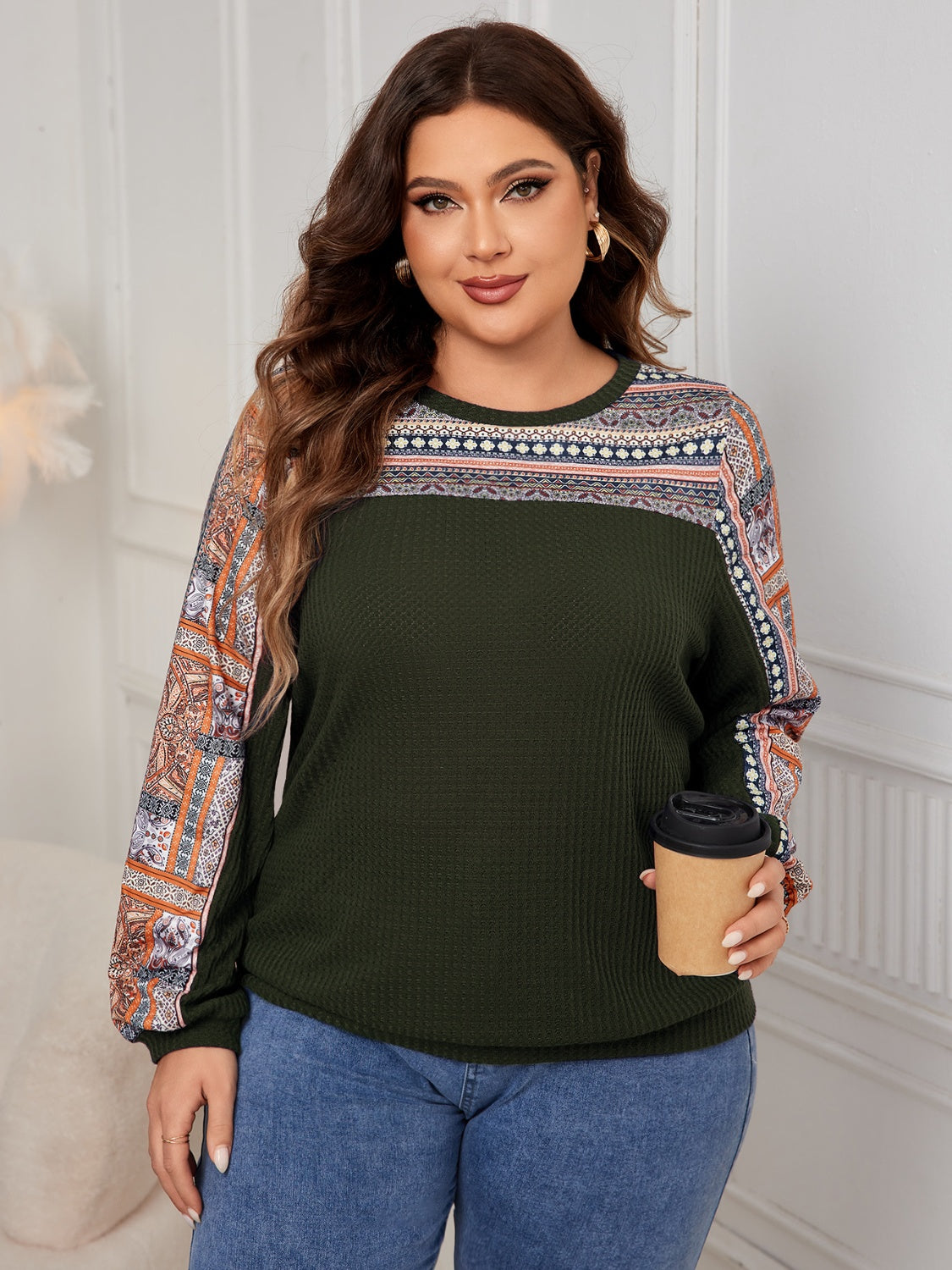 Plus Size Printed Long Sleeve Sweatshirt - UrbanEthereal