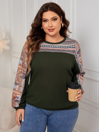 Plus Size Printed Long Sleeve Sweatshirt - UrbanEthereal