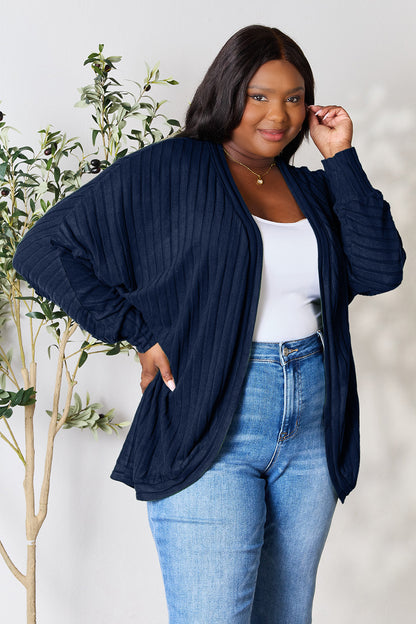Basic Bae Full Size Ribbed Cocoon Cardigan - UrbanEthereal