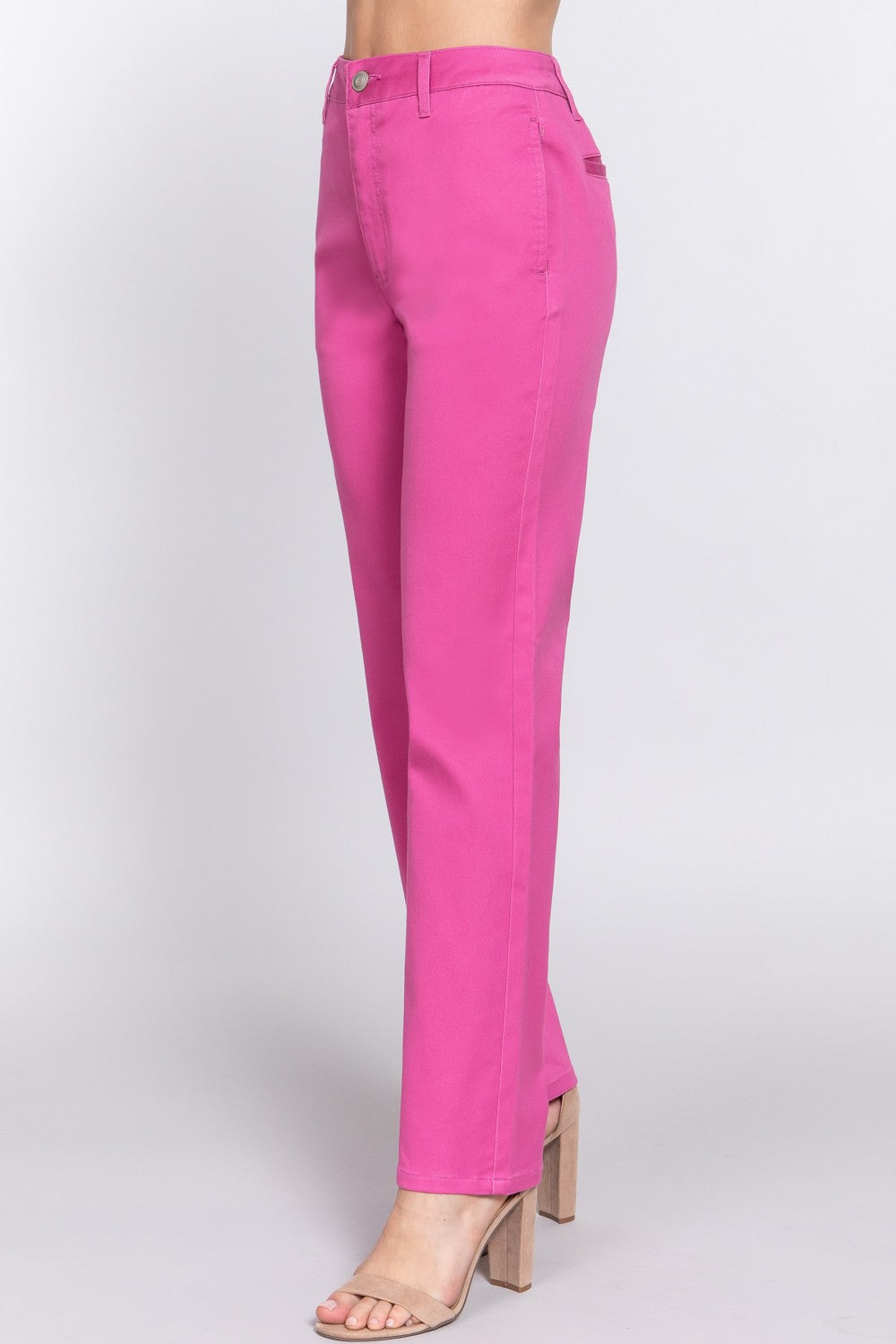 ACTIVE BASIC High Waist Straight Twill Pants - UrbanEthereal