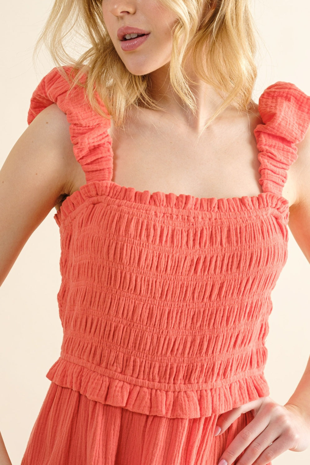 And The Why Smocked Ruffled Tiered Dress - UrbanEthereal