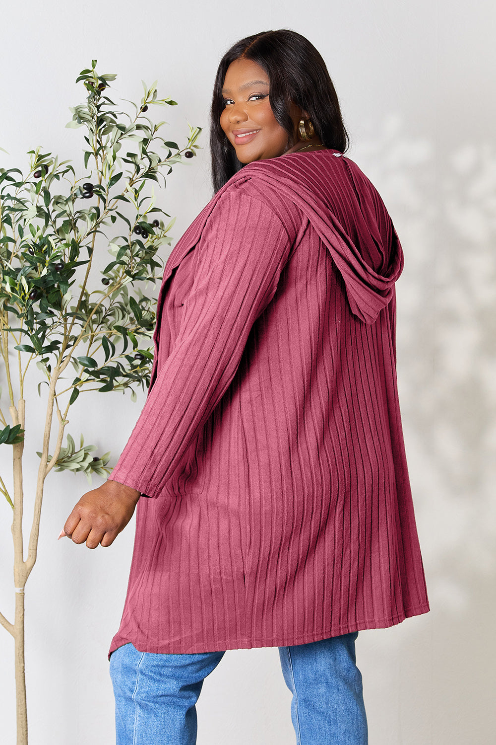 Basic Bae Full Size Hooded Sweater Cardigan - UrbanEthereal