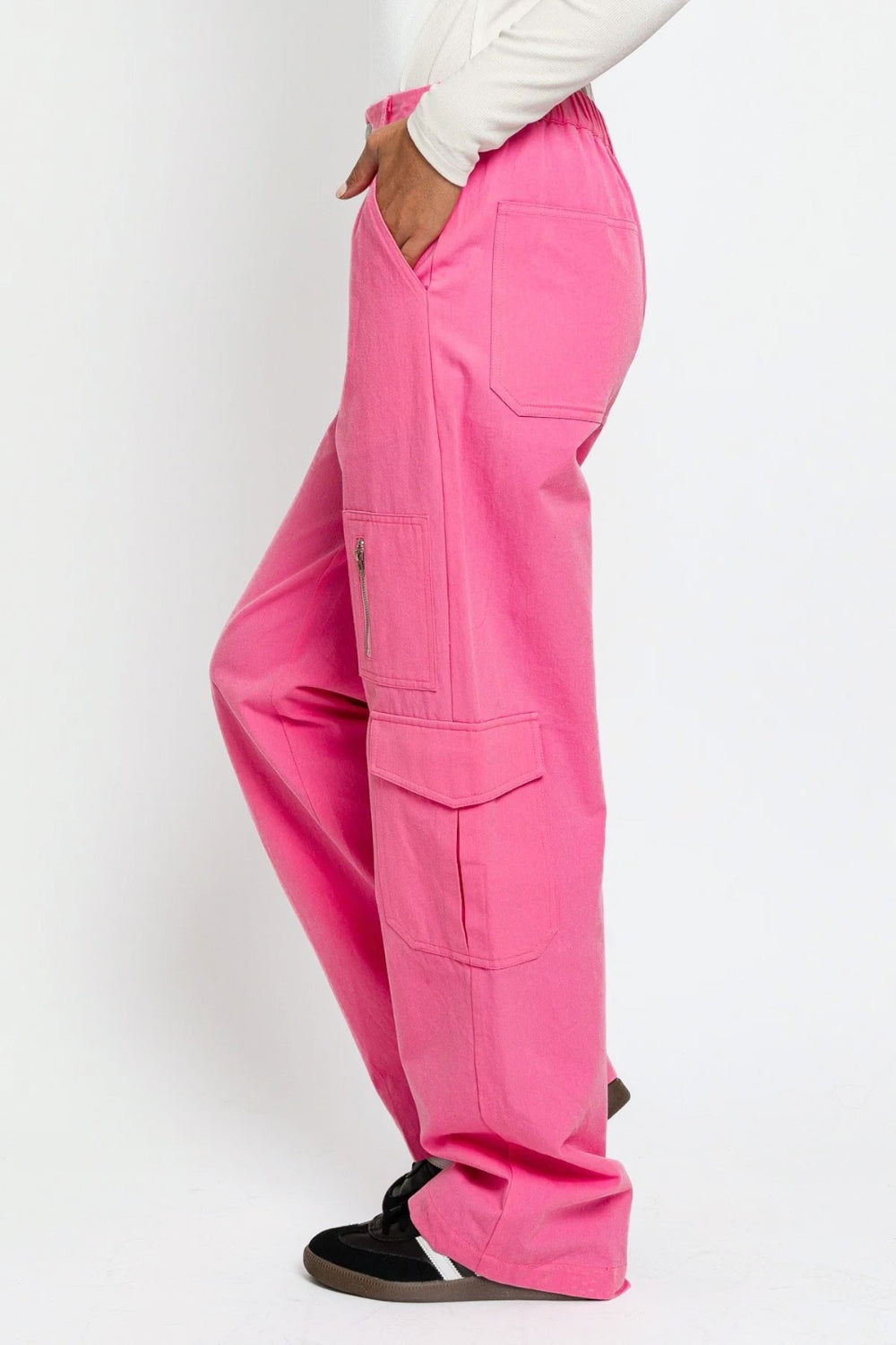 Le Lis High Waisted Wide Leg Cargo Pants with Pockets - UrbanEthereal