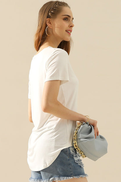 Ninexis Full Size V-Neck Short Sleeve T-Shirt - UrbanEthereal