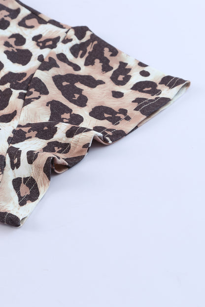 Plus Size Leopard Round Neck Blouse - UrbanEthereal