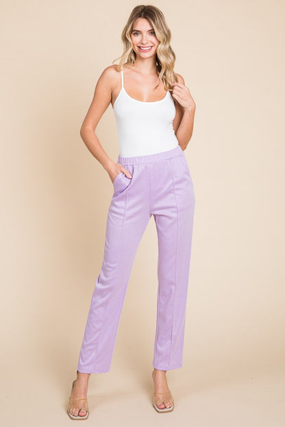 Culture Code Full Size Pin Tuck Detail Slim Pants - UrbanEthereal