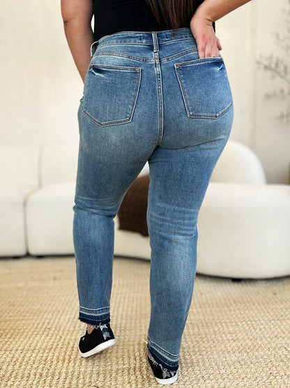 Judy Blue Full Size Mid Rise Rigid Magic Release Hem Jeans - UrbanEthereal