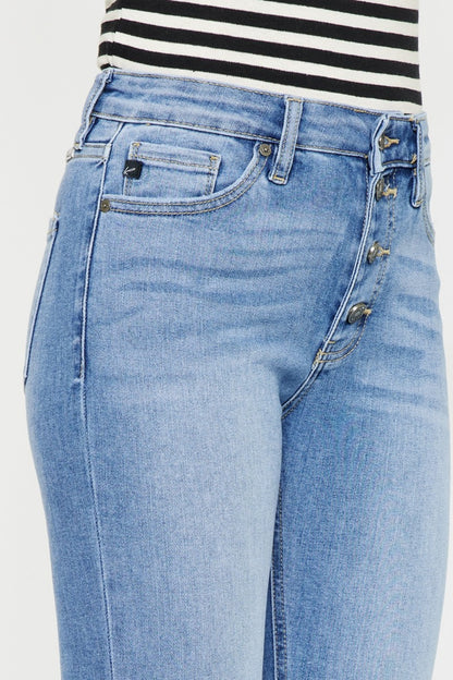 Kancan Distressed Cat's Whiskers Button Fly Jeans - UrbanEthereal