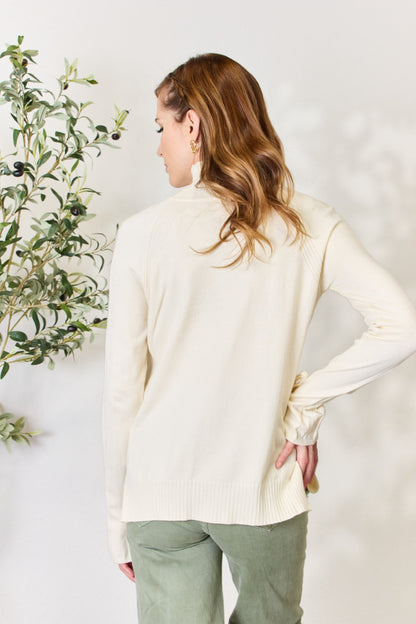 Heimish Full Size Ribbed Bow Detail Long Sleeve Turtleneck Knit Top - UrbanEthereal