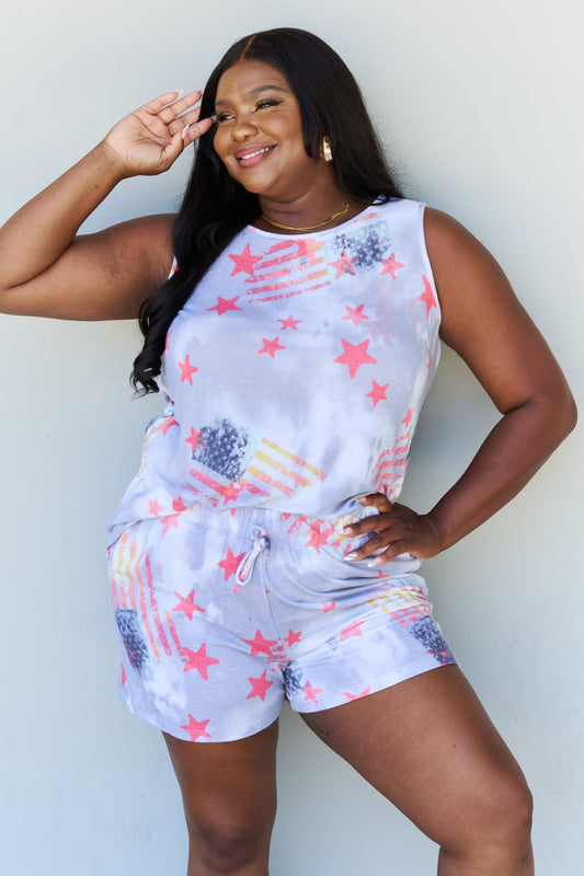 ODDI Full Size Tie-Dye Star Printed Loungewear Set - UrbanEthereal
