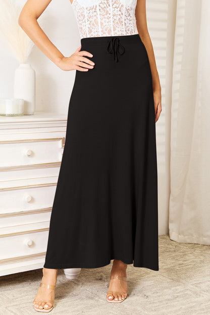 Double Take Full Size Soft Rayon Drawstring Waist Maxi Skirt - UrbanEthereal