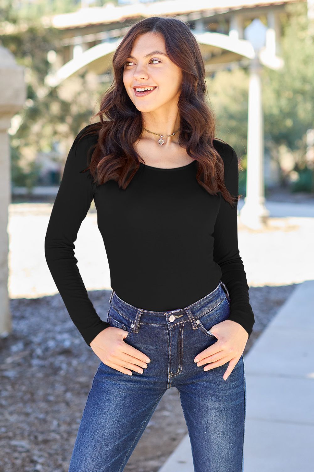 Basic Bae Full Size Round Neck Long Sleeve Bodysuit - UrbanEthereal