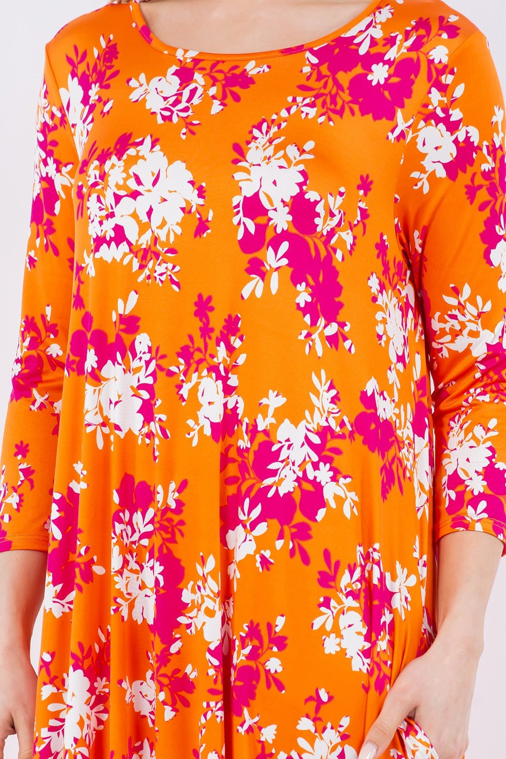 Celeste Full Size Pick-Up Hem Asymmetric Floral Midi Dress - UrbanEthereal