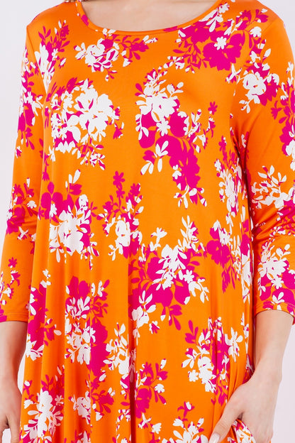Celeste Full Size Pick-Up Hem Asymmetric Floral Midi Dress - UrbanEthereal