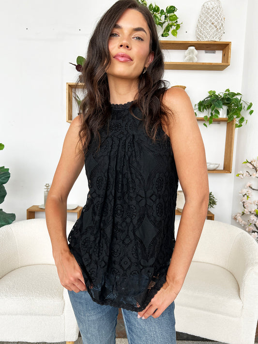 Lace Round Neck Tank - UrbanEthereal