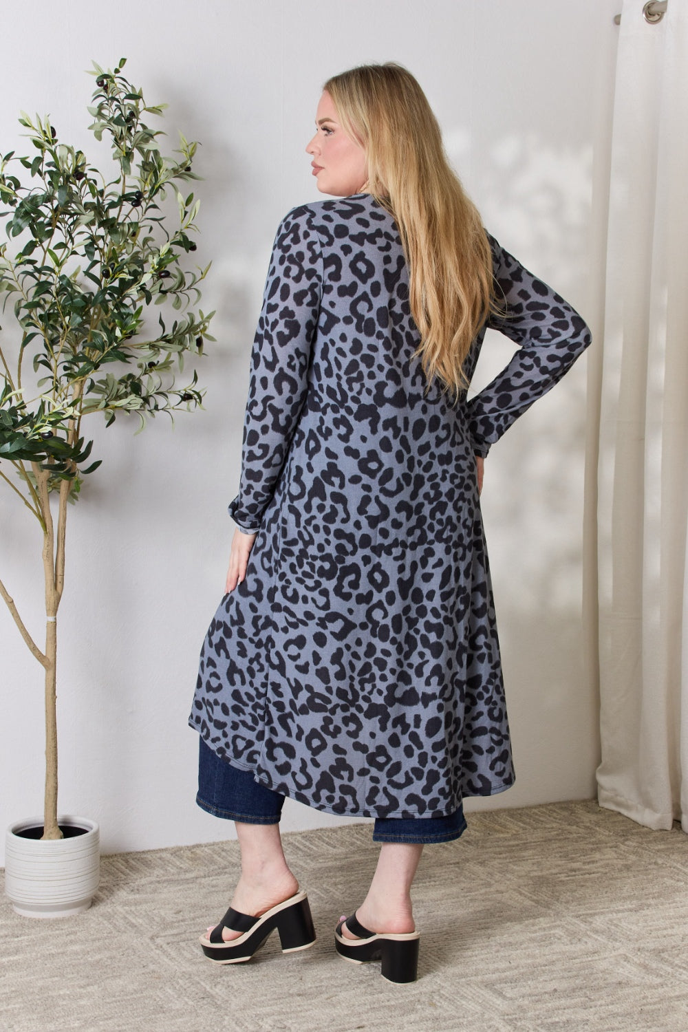 Celeste Full Size Button Up Animal Print Cardigan - UrbanEthereal