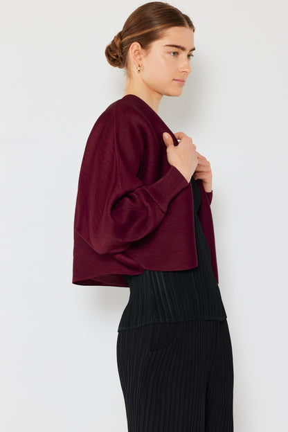 Marina West Swim Rib Pleated Puff Sleeve Bolero Cardigan - UrbanEthereal
