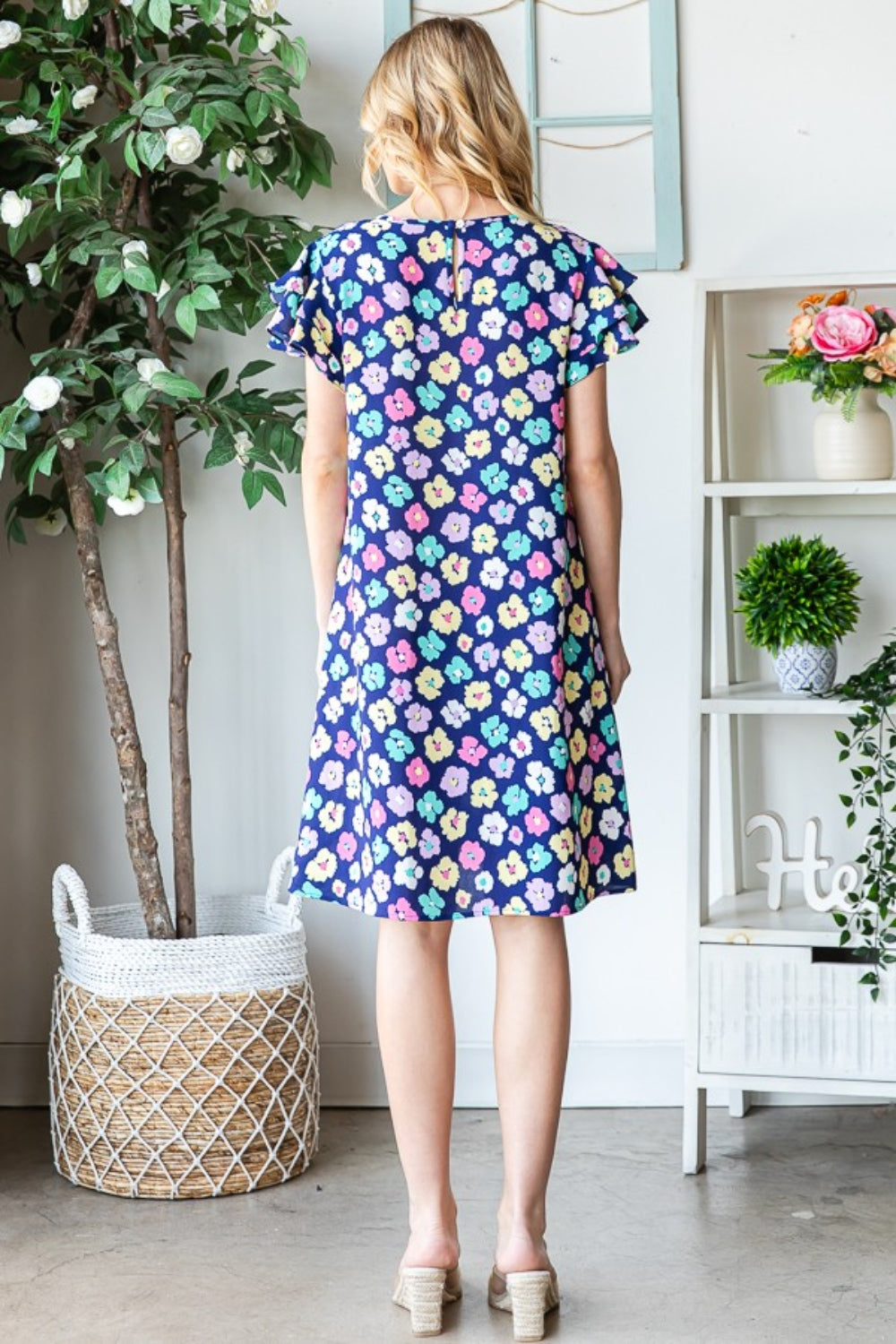 Heimish Full Size Floral Ruffled Short Sleeve Dress with Pockets - UrbanEthereal
